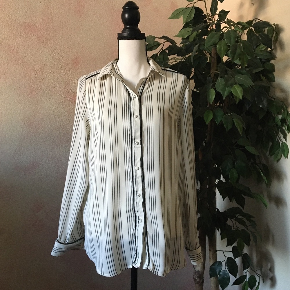 Who What Wear Pinstriped Blouse